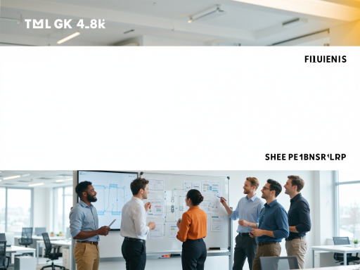 Company story timeline showing growth from 2018 to present, office building, team collaboration, product development process, professional business environment